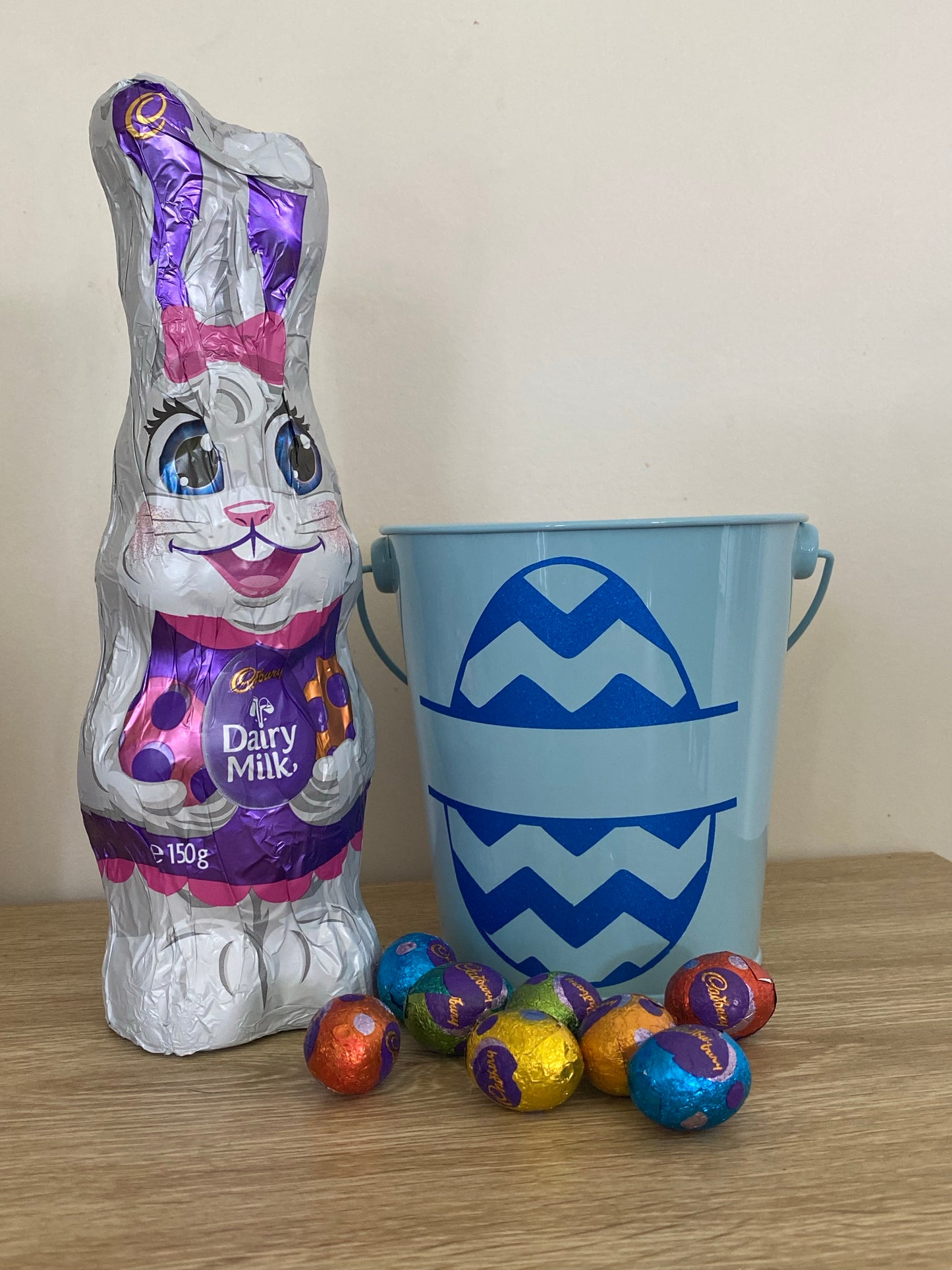 Blue Easter Egg Bucket with name